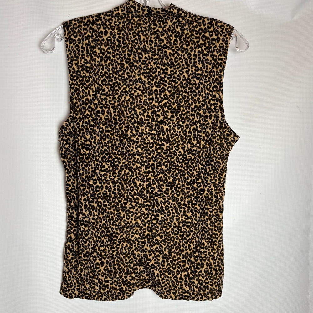 Ann Taylor Petites Leopard Print Mock Neck Sleeveless Shell Top Rayon Large - Picture 6 of 8